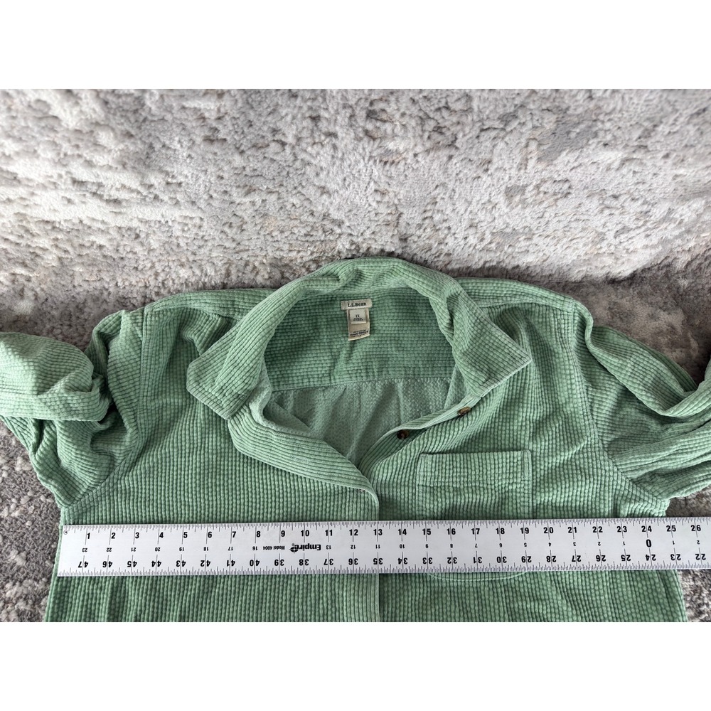 L.L. Bean Size 1X Corduroy Button Up Shirt Jacket Green Long Sleeve Women - Picture 4 of 7